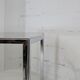 Living table. chrome metal, curved smoked glass slab, france, circa 1970.