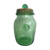 Green blown glass biot jar
