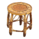Vintage bamboo stool, woven rattan plant stand, interior decoration.