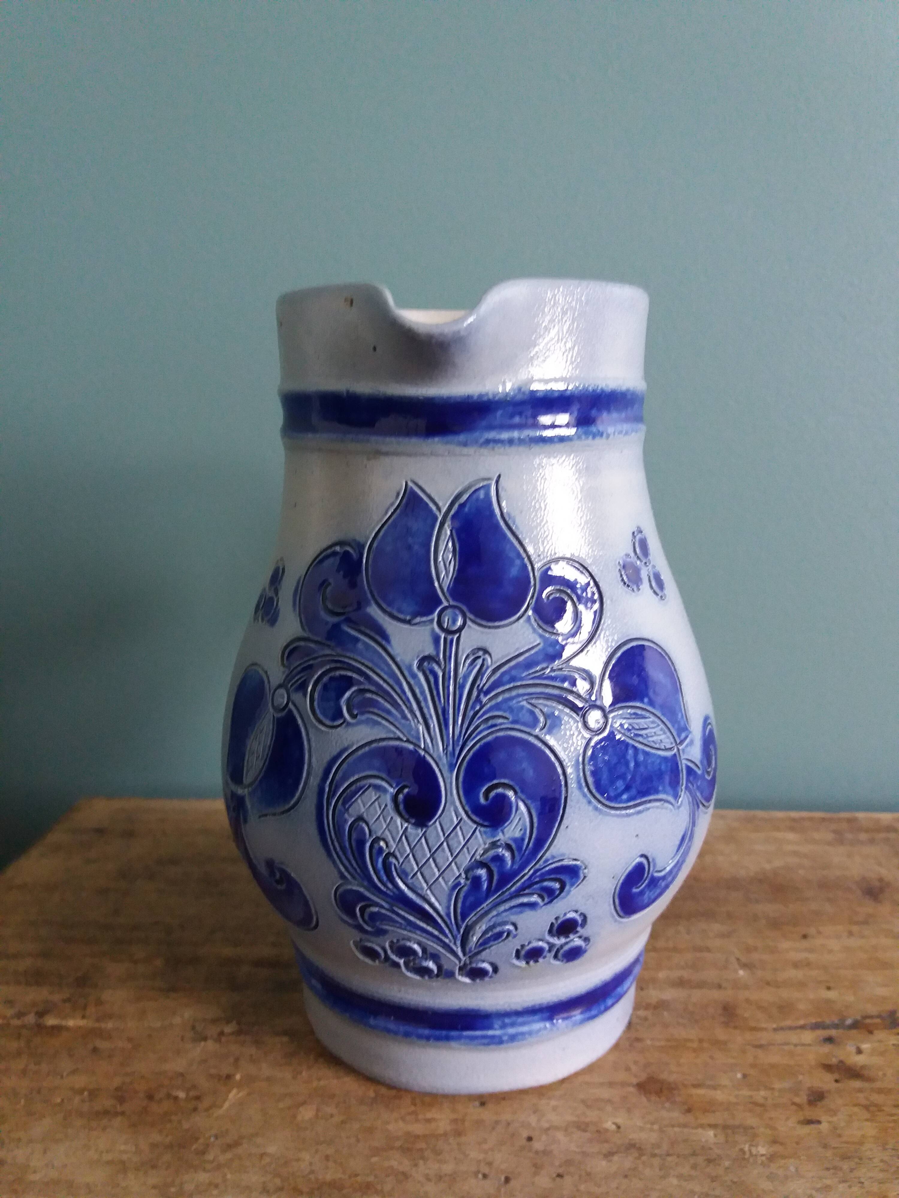 Alsace stoneware pitcher signed Remmy fils Betschdorf