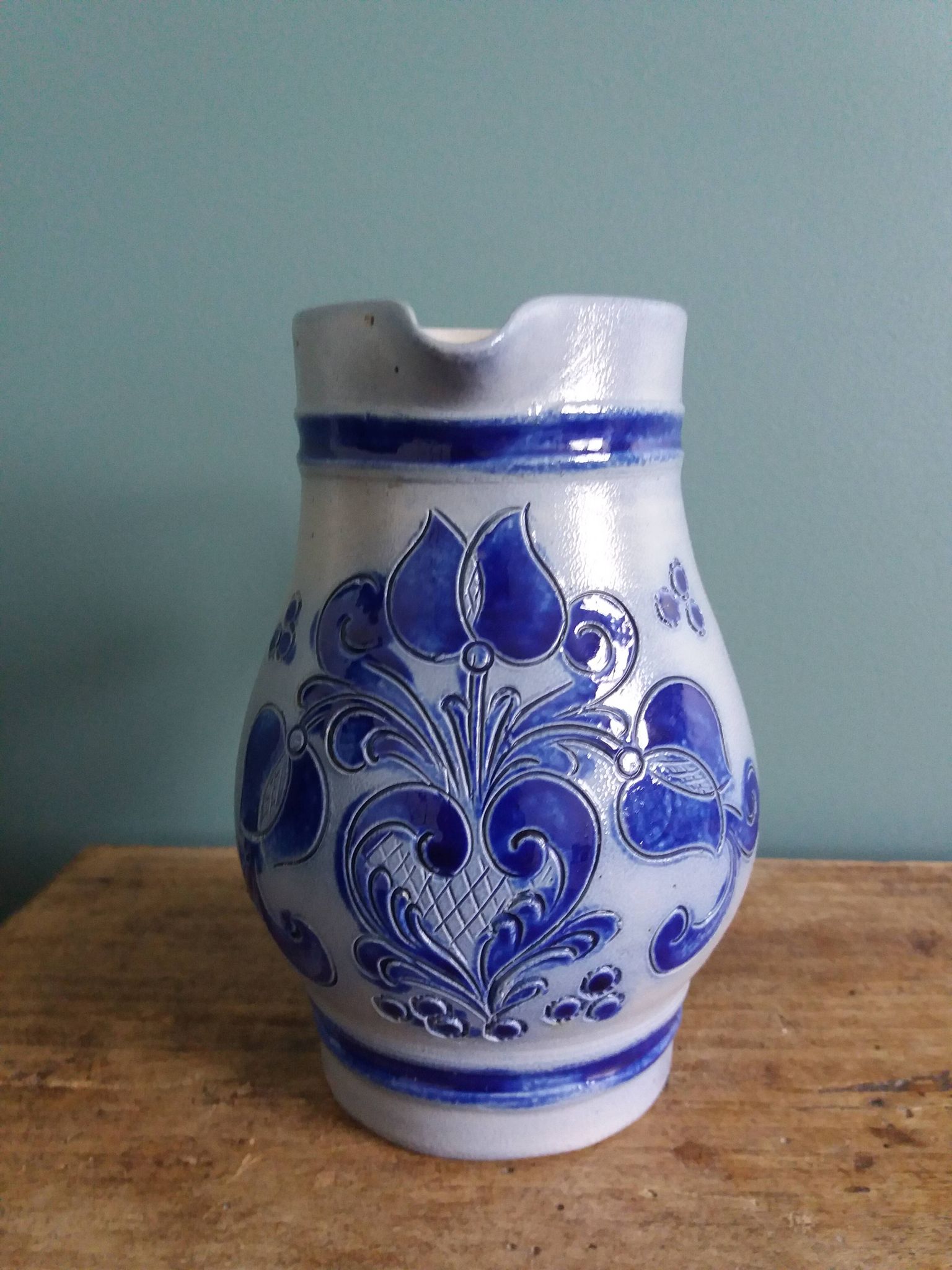 Alsace stoneware pitcher signed Remmy fils Betschdorf