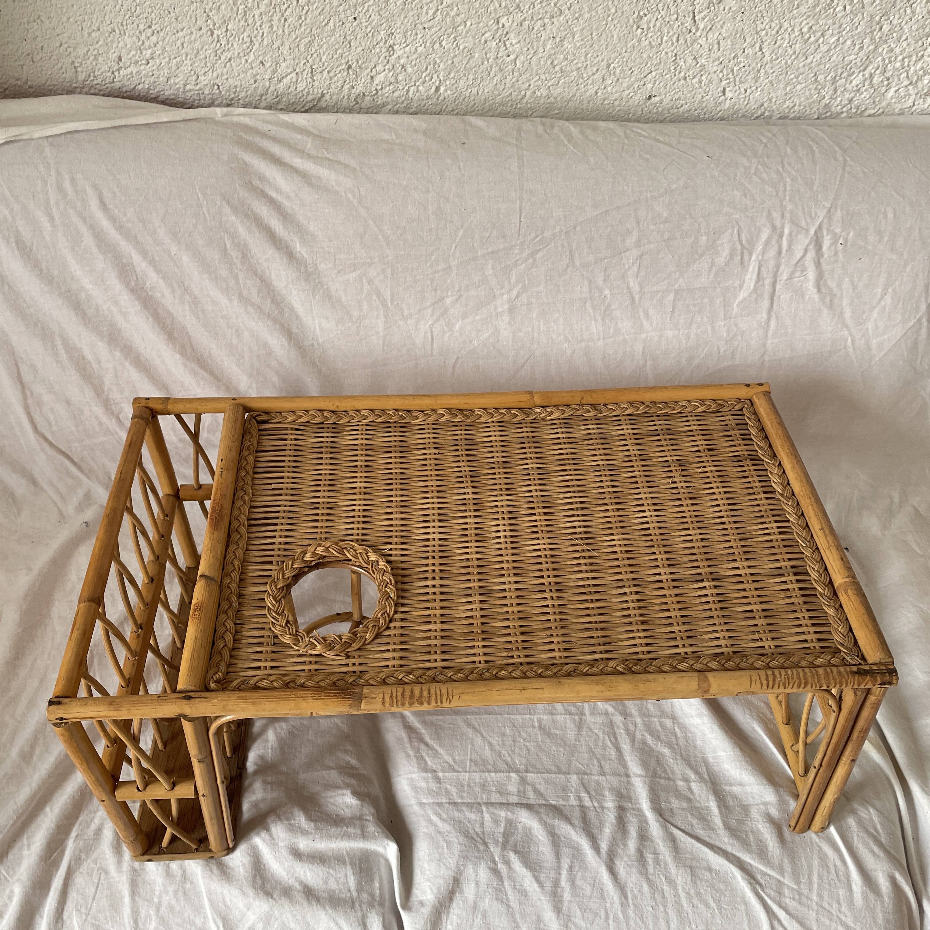 vintage rattan bed meal tray or coffee table design 1960 60