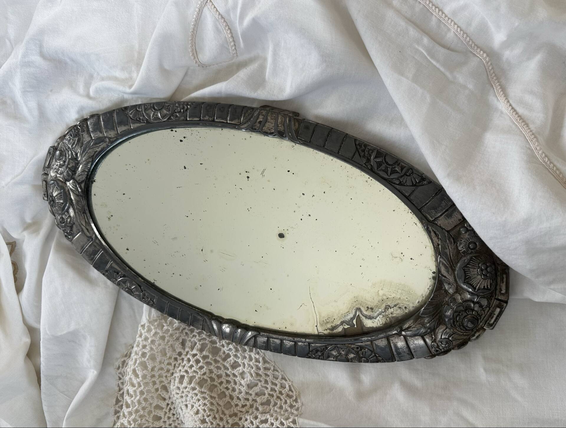 Art Deco Mirror Dilecta. French Silverware. Registered Model ~ 1920/30