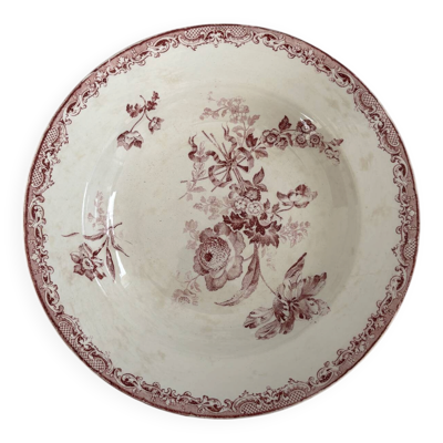 Assiette creuse terre de fer décor floral modèle Fontanges de Sarregue