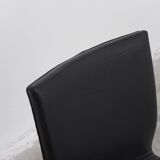 Unique black leather & steel modernist lounge chair, 1960s