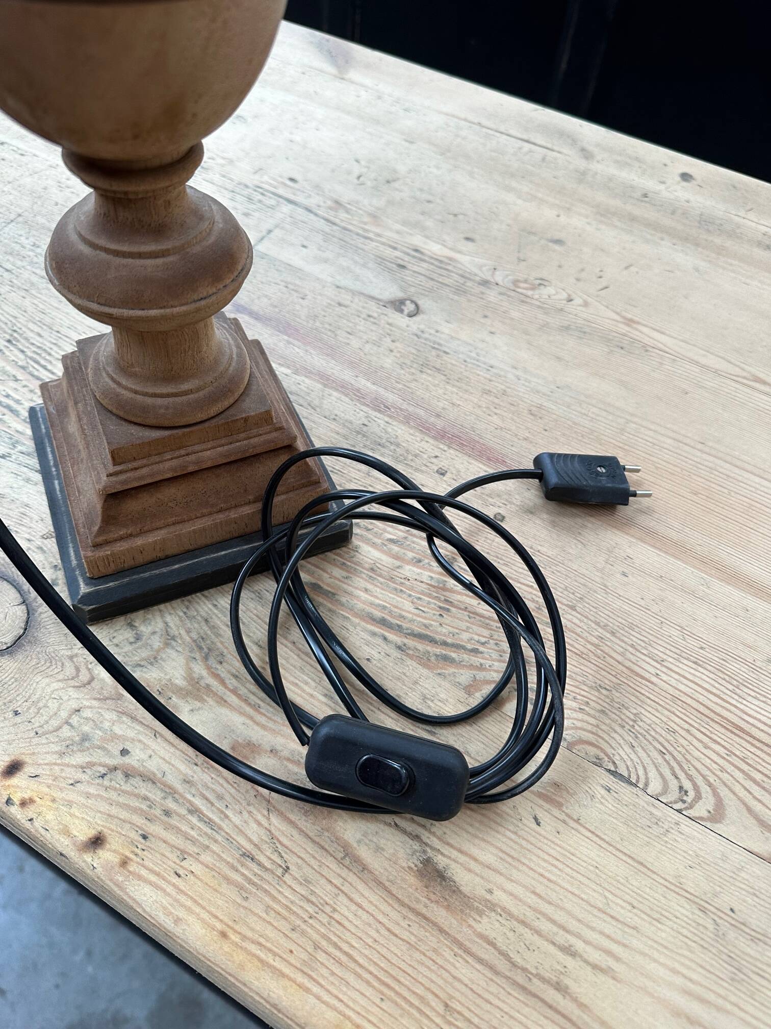 Pair of wooden base lamps