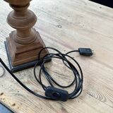 Pair of wooden base lamps