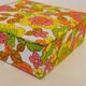 70s box in oilcloth fabric psychedelic floral decoration