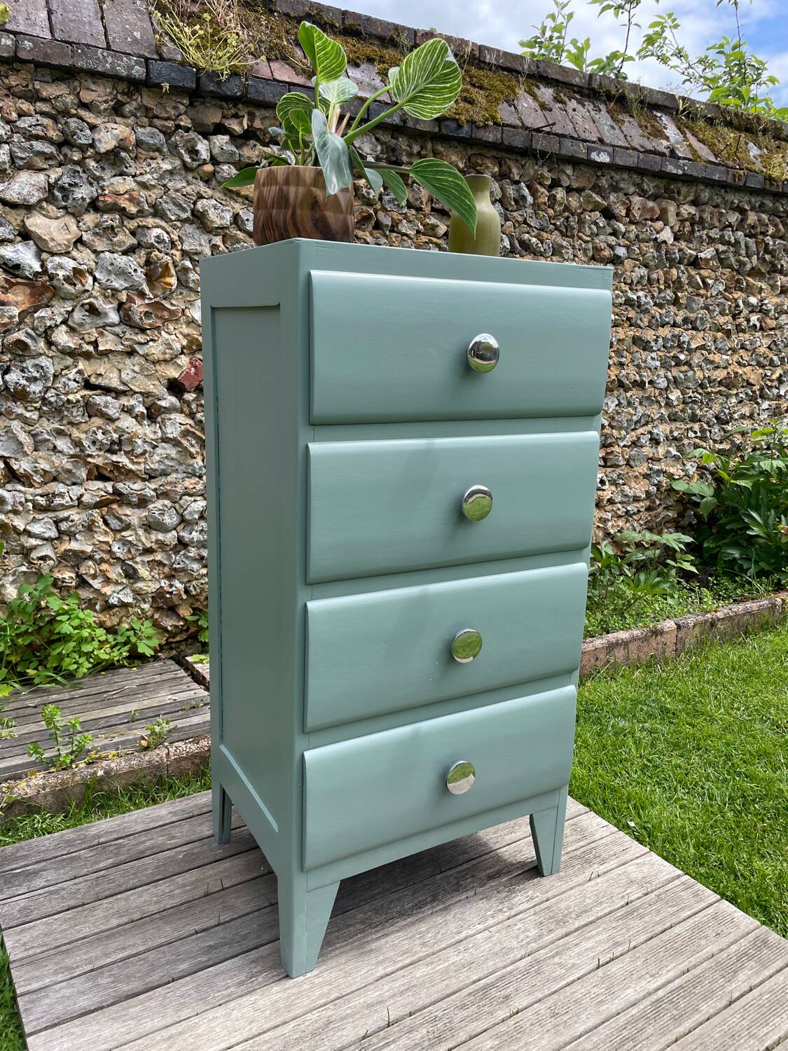 Chiffonier vintage 1960 vert eucalyptus