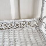 White wicker peacock shelf