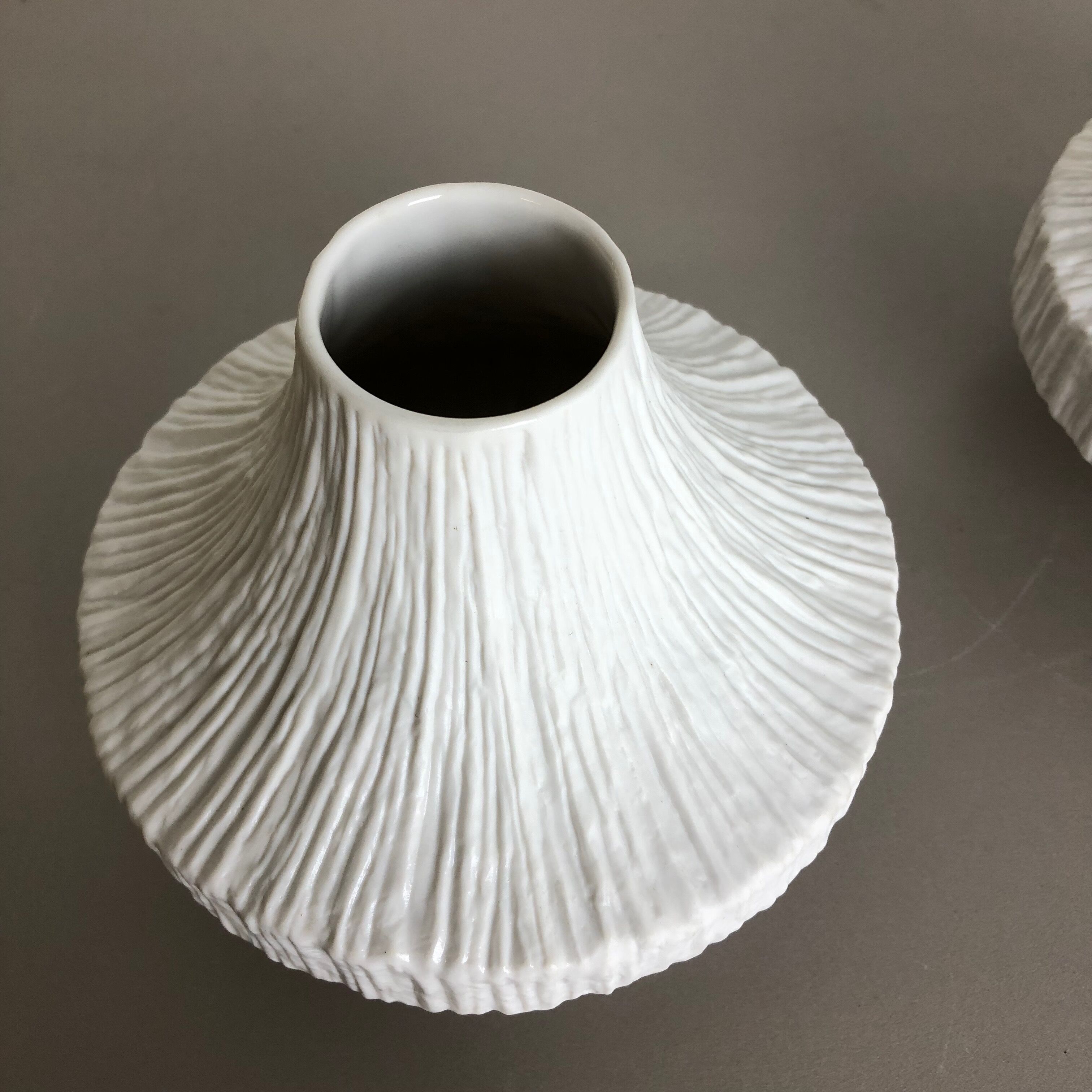 Set of 2 Porcelain Op Art "STONE" Vase by Heinrich Selb, Germany, 1970s