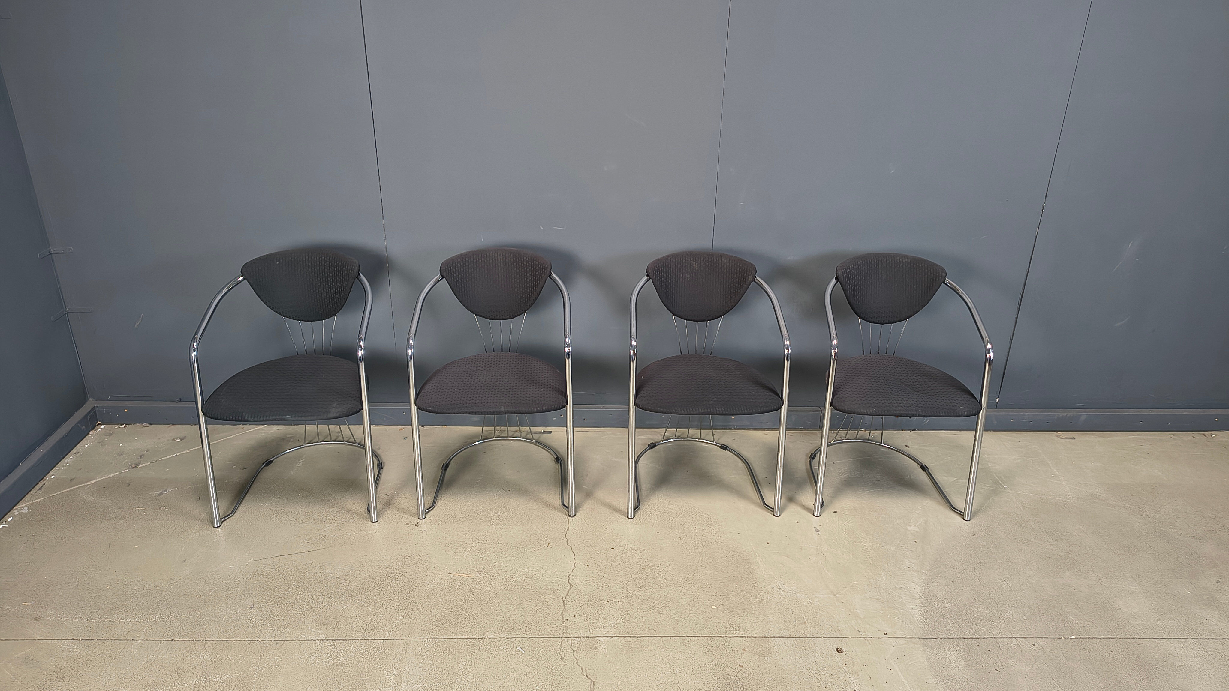 Vintage chrome dining chairs by Effezeta, 1970s - set of 4