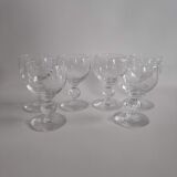 6 verres à pied vintage en verre bullé