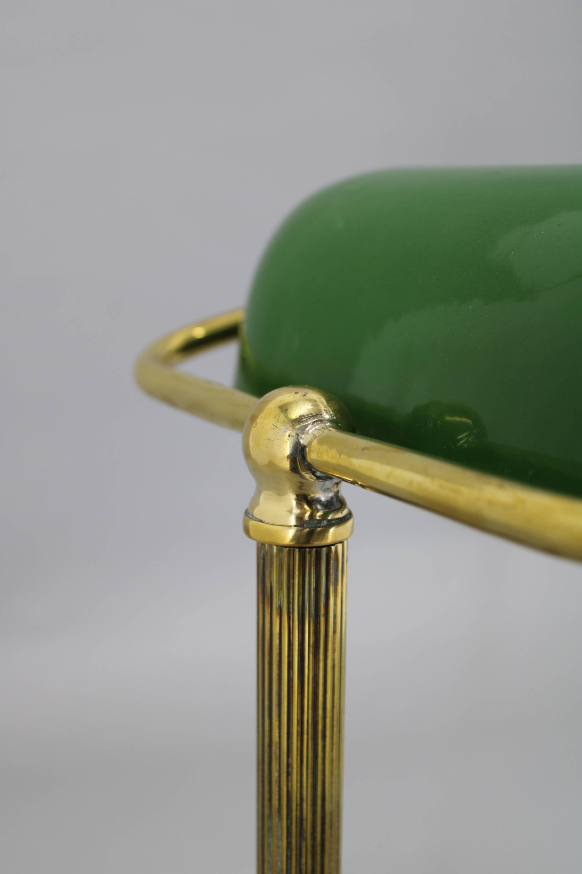 1930s Art Deco Brass  Banker Table Lamp, Czechoslovakia