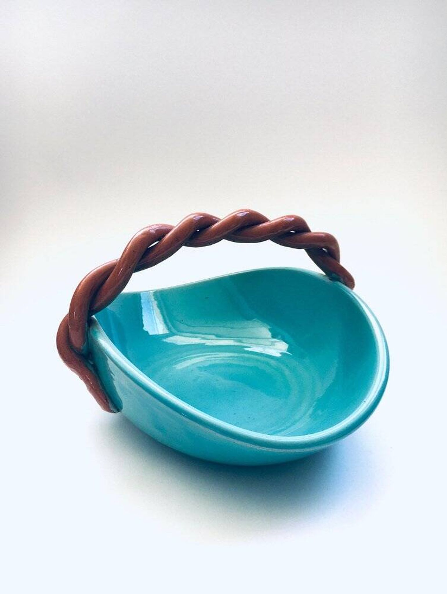 Vintage studio art pottery candy bowl by Alexandre De Wemmel, Belgium, 1950s.