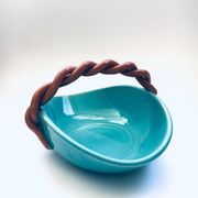 Vintage studio art pottery candy bowl by Alexandre De Wemmel, Belgium, 1950s.