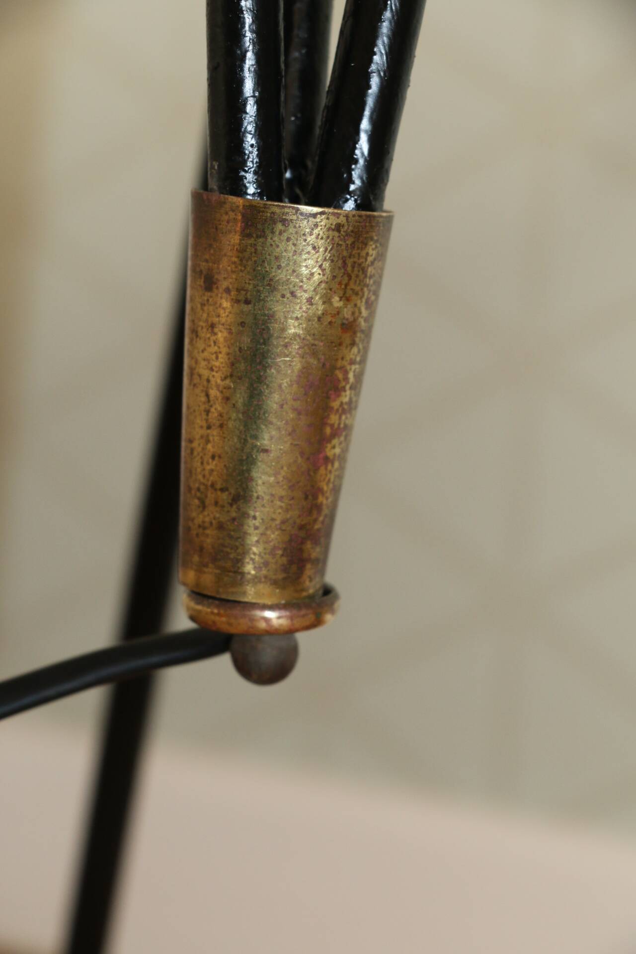 Black metal tripod floor lamp 1950