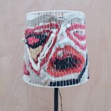 Modernist wrought iron lamp with wool lampshade, France 1950