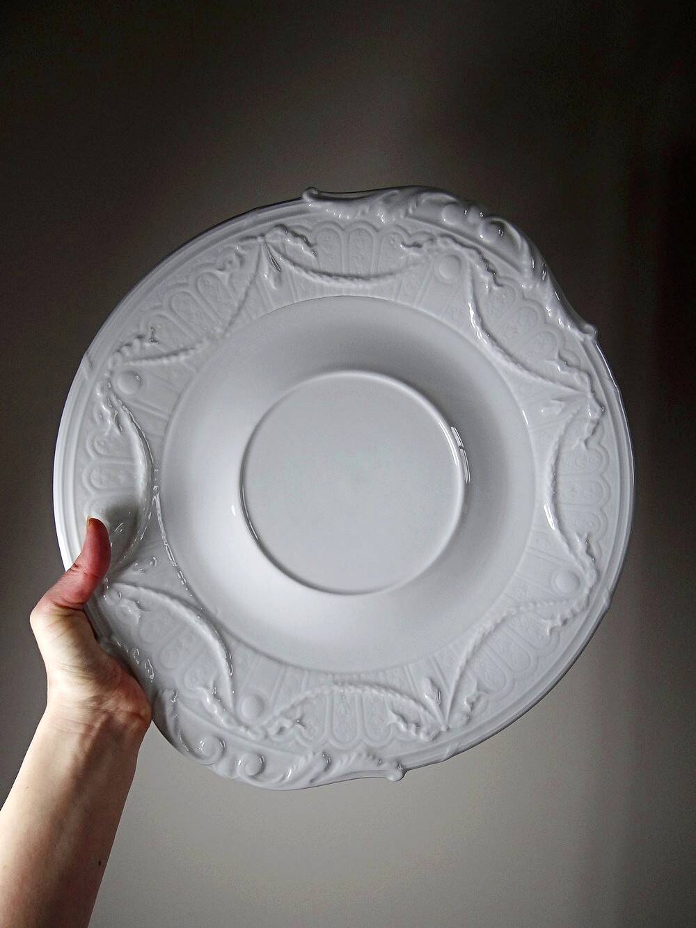 Very large centerpiece dish Lafarge & Co Limoges porcelain vintage