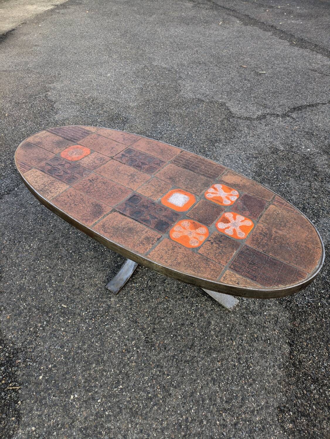Jean Jaffeux Ceramic & Steel Coffee Table