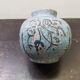 Old vase ball ceramic blue vintage floral décor
