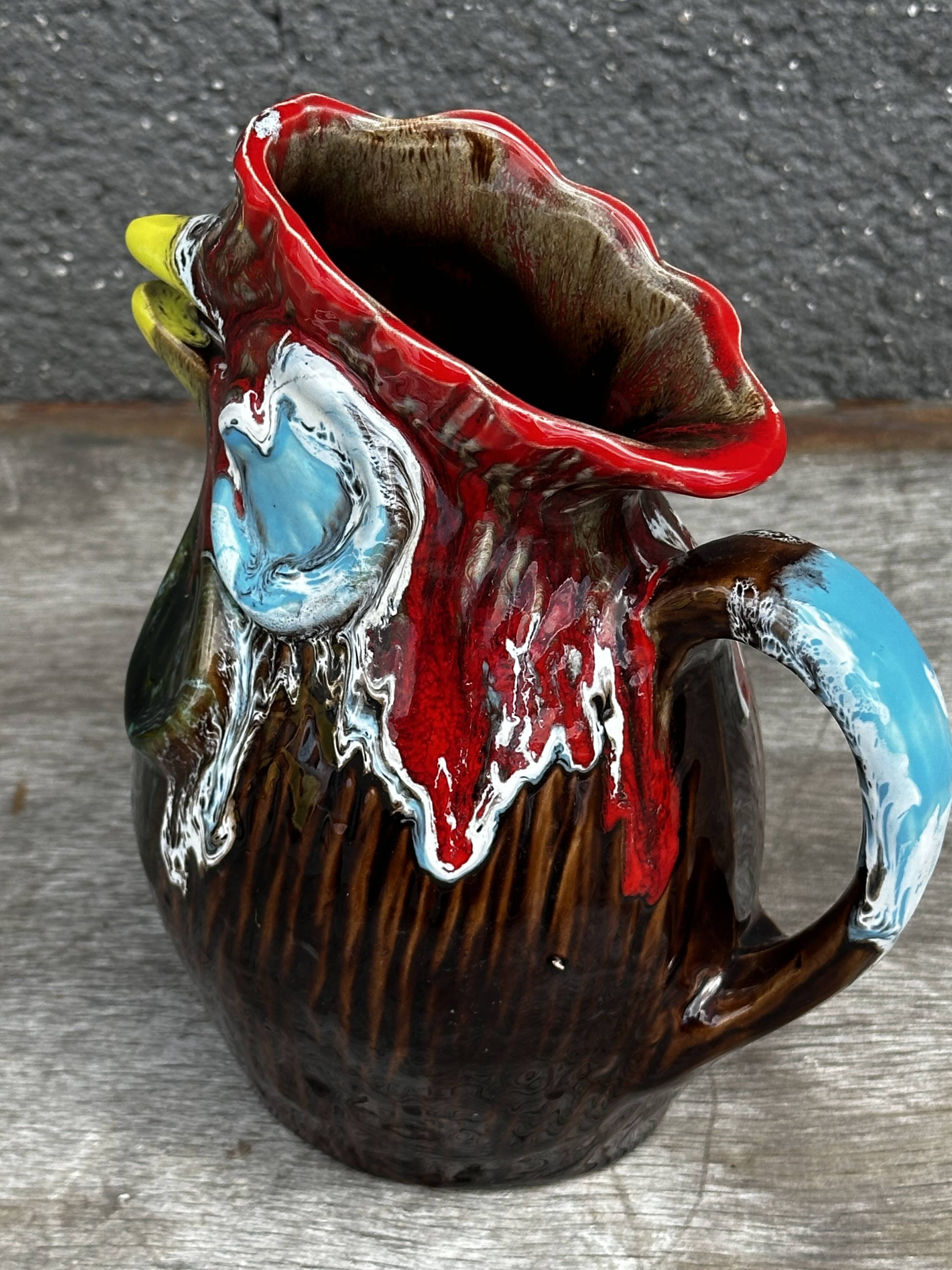 Vallauris Ceramic Rooster Pitcher - 1970s - H 20 cm