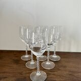 Set de 12 verres à pied en verre ciselé, 6 verres à vin et 6 verres à eau