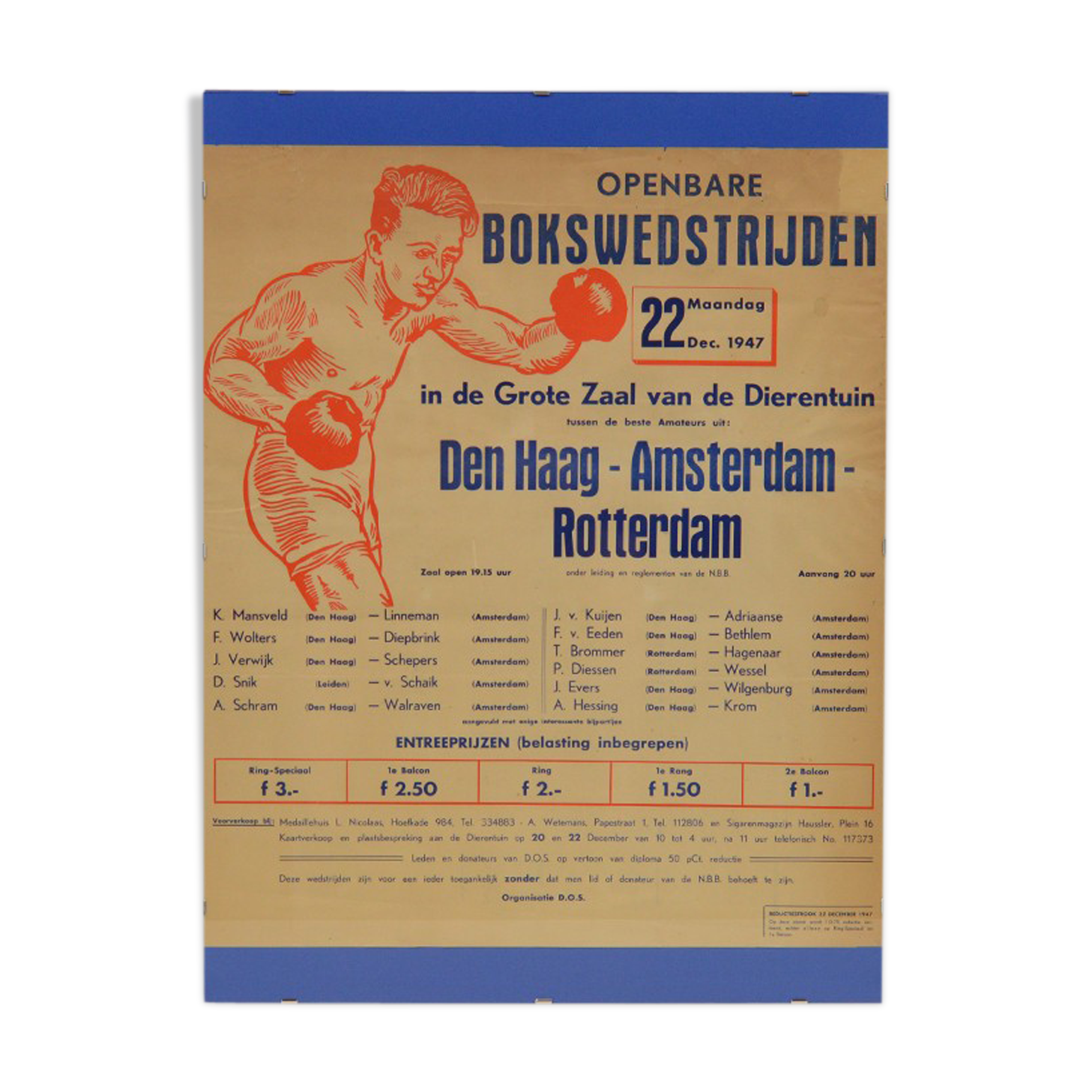 Dutch 40s boxing match poster