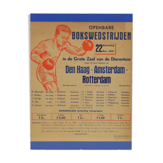Affiche d'un match de boxe des années 40 aux Pays-Bas
