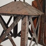 Wall lamp in wrought iron and old wood