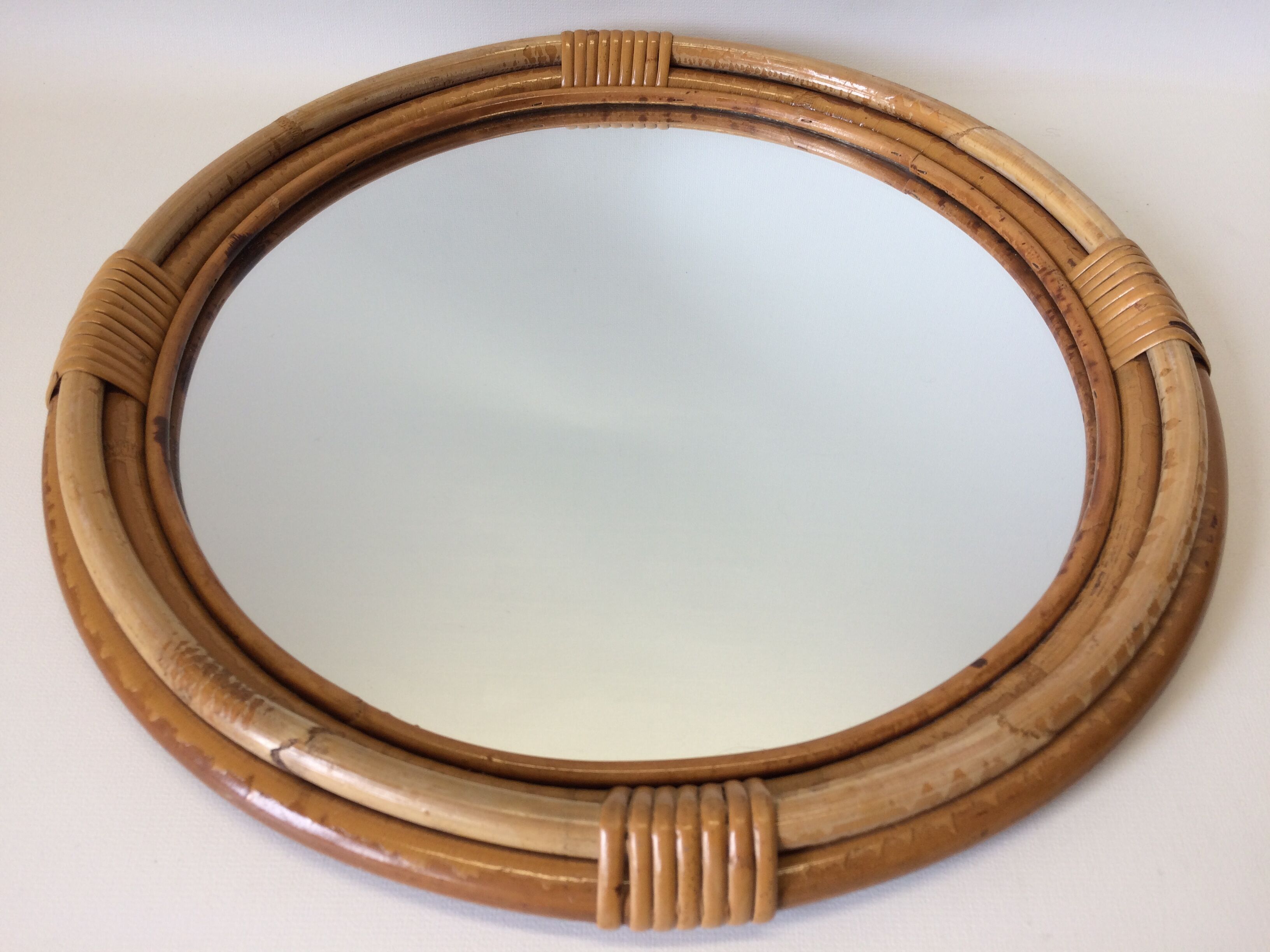 Bamboo round mirror 35cm