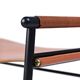 Set of 3 contemporary bar stools in natural brown leather and black rubber.