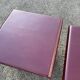 Pair of vintage coffee tables in burgundy lacquer by David Lange