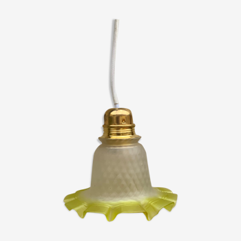 Yellow electricity vintage glass suspension new led wavy handkerchief shape