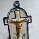 Old Faience Baptismal Font Enamelled Cross