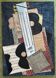 Original Vintage Cubist Collage Guitar Vintage Carved Wood Frame