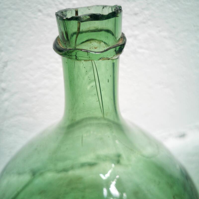 Demijohn green in blown glass 10 litres