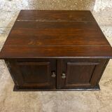 Vintage pathé vinyl record storage cabinet with 2 wooden compartments and hinged doors (wine)