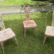 Set of 3 art nouveau Tolix inspired bistro / garden chairs