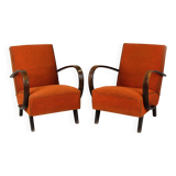 Czech Bentwood Lounge Chairs by J. Halabala for Up Závody, 1950s, Set of 2