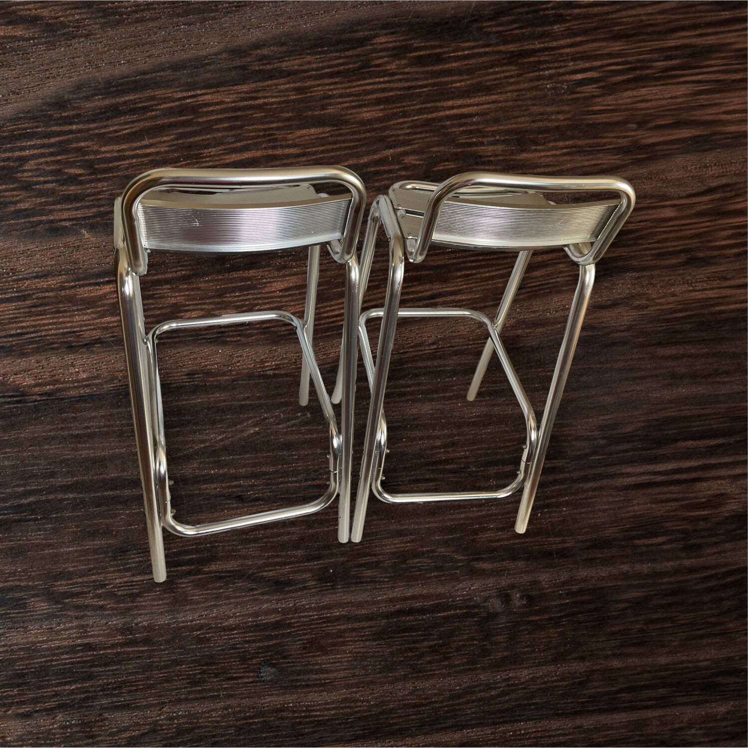 Pair of aluminum high chairs