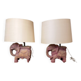 Paire de lampes éléphants Claude de Muzac (1934-2022) – Bois sculpté