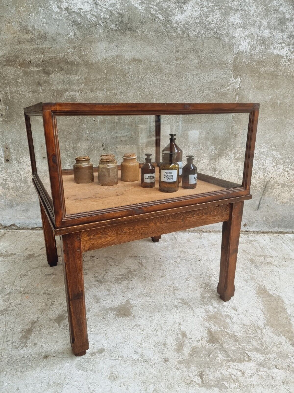 Old display cabinet shop display case or museum cabinet