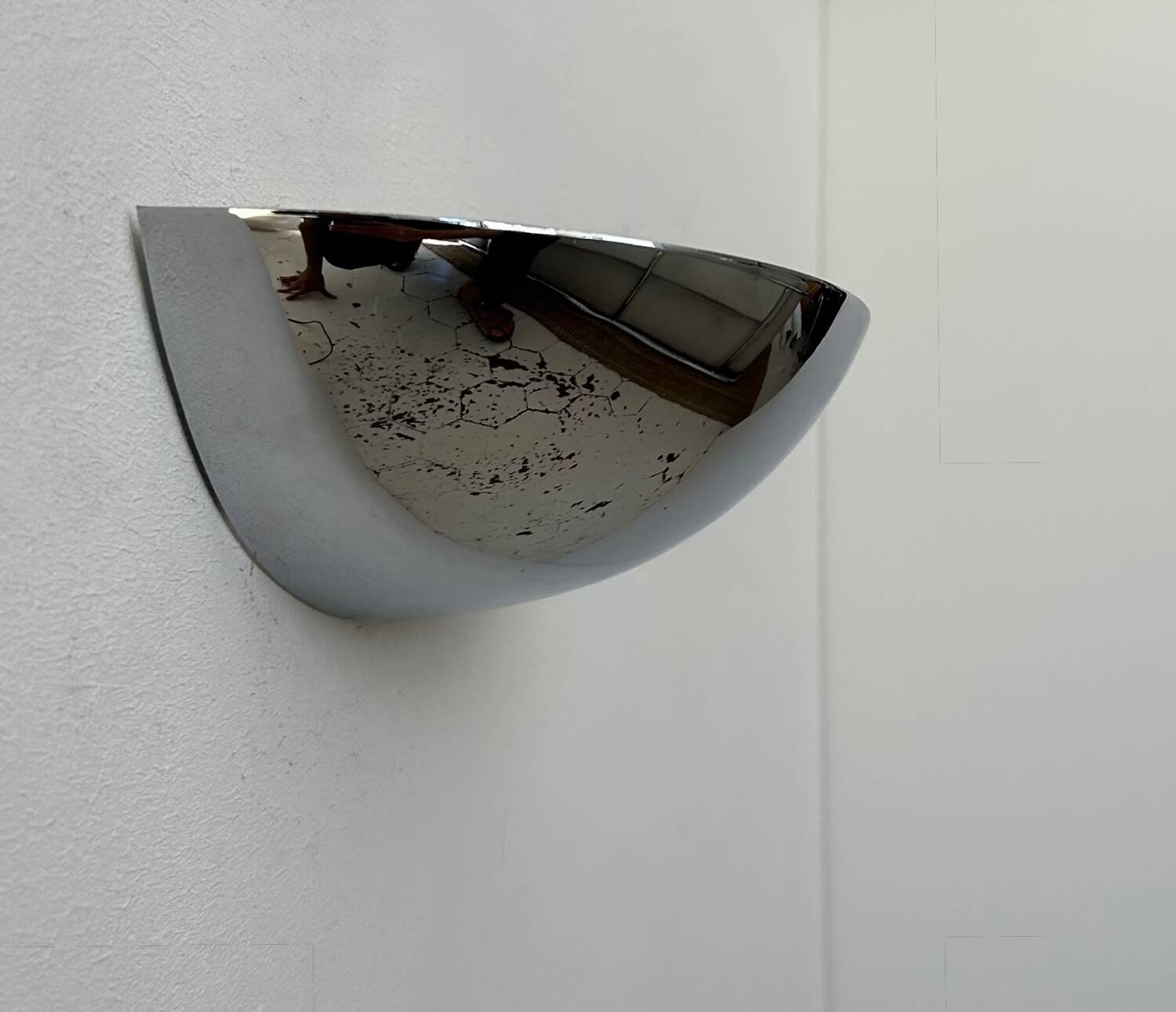 Vintage half-moon wall lamp, chrome-plated metal, France 1970