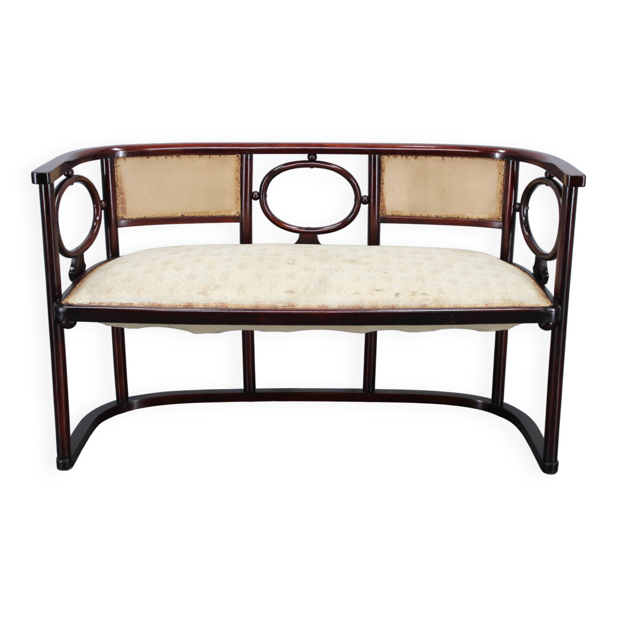 Josef Hoffmann Variation of Art Nouveau "Fledermaus" sofa by Fischel
