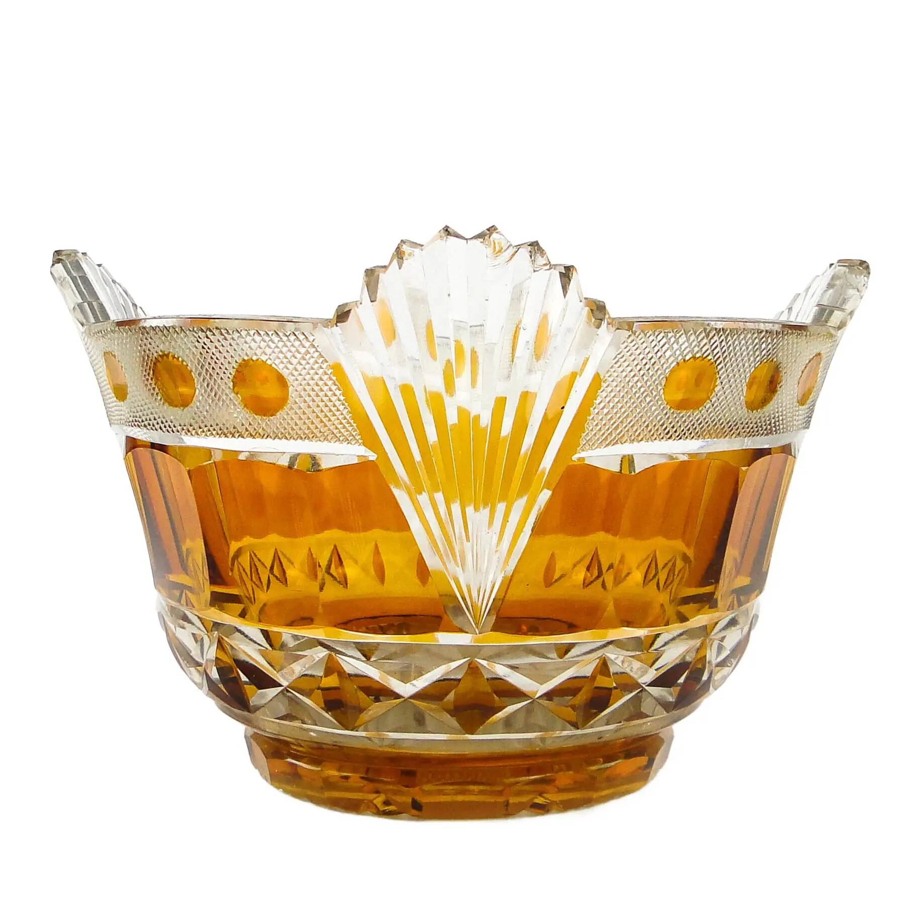 Mid-century modern fruit bowl, crystal, Poland, 1970s