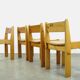 🟡 Vintage pine brutalist dining table chairs, Ate van APELDOORN, 1970s