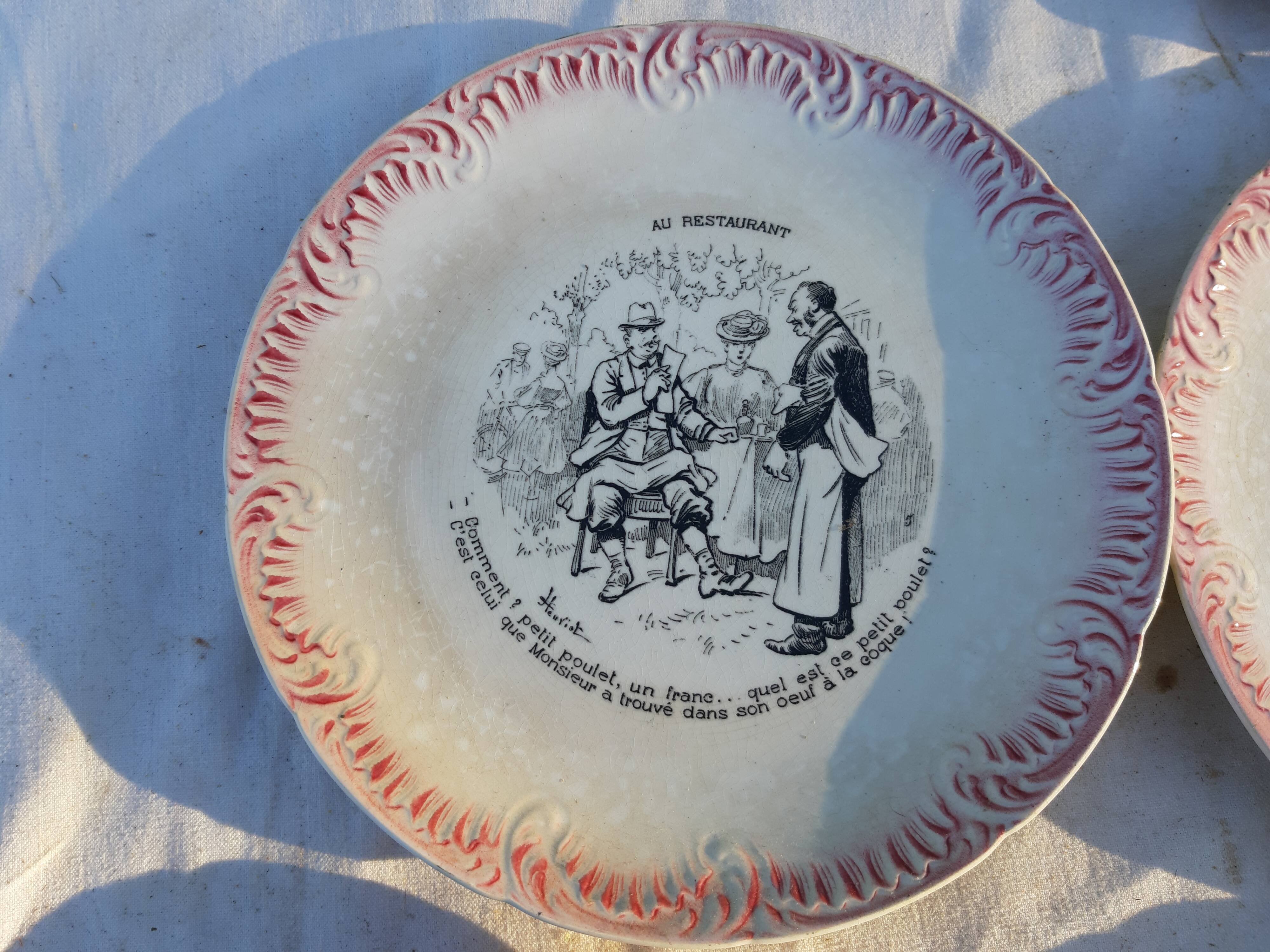 7 Digoin Sarreguemines plates in earthenware