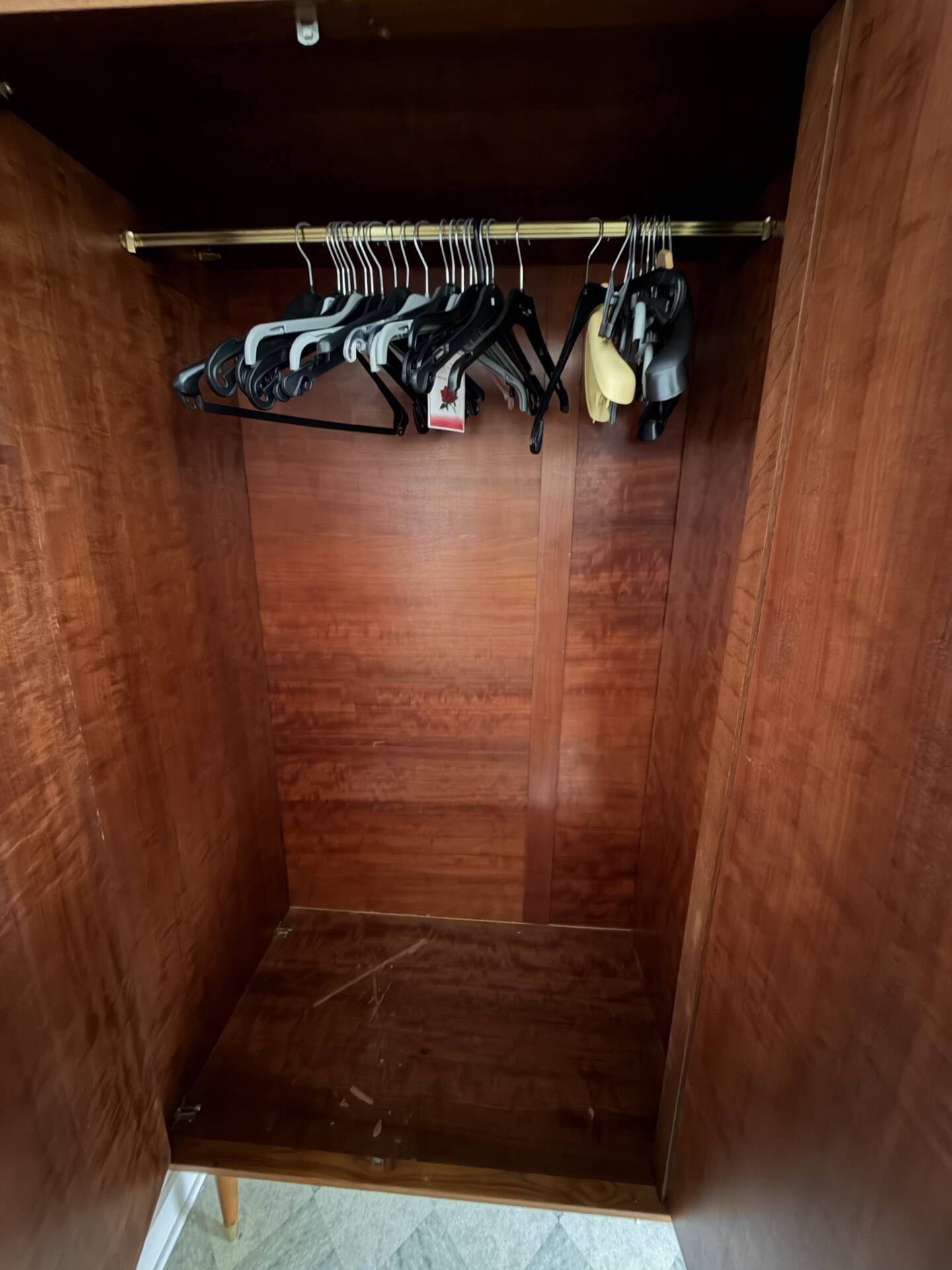Vintage Mid-Century Wooden Wardrobe with Mirror – 1950s/60s