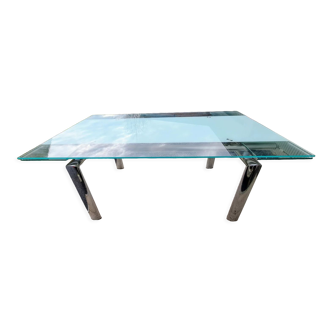 Table extensible en acier chromé et verre